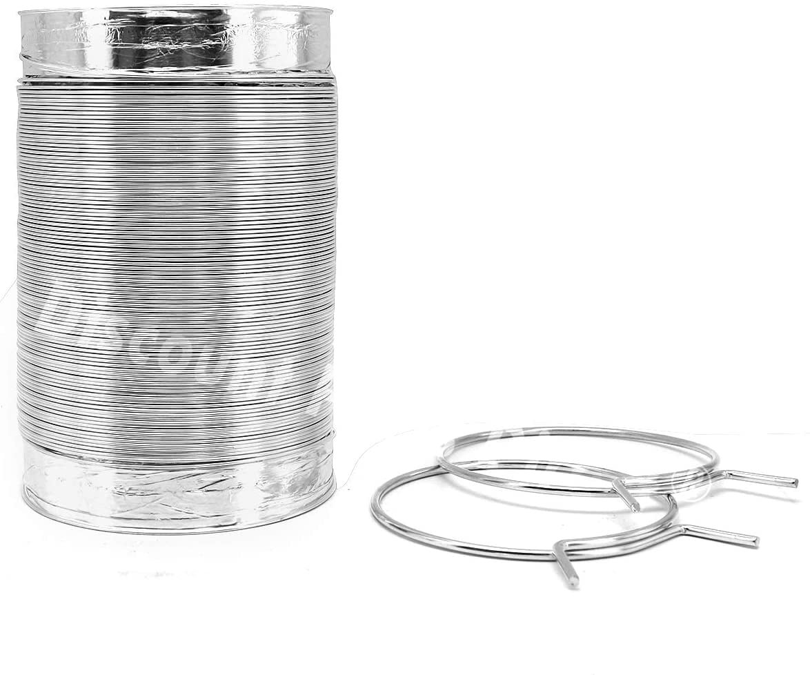 8-Foot Aluminum Dryer Duct with 2 Metal Rings