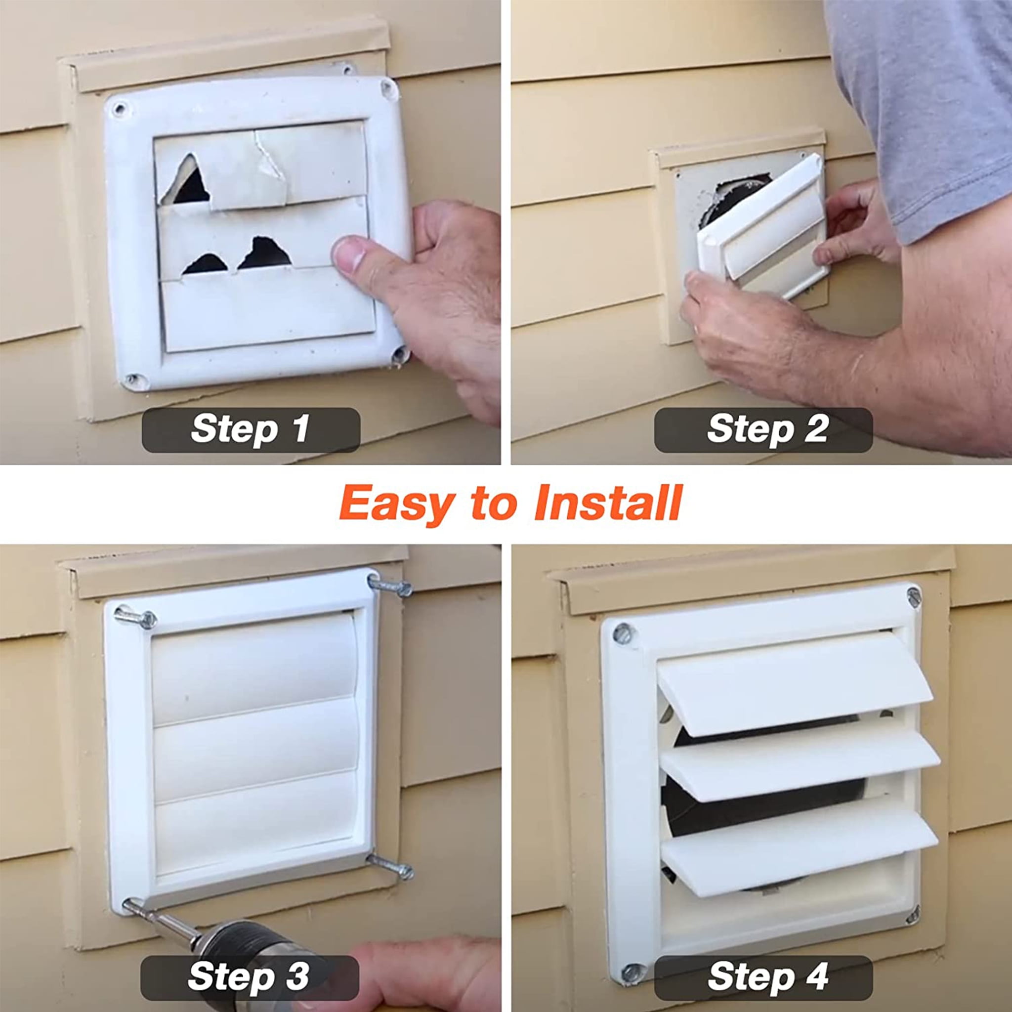 Beaquicy 6" Outdoor Dryer Vent Cover, White