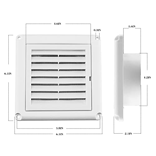 Funmit 4'' Louvered Vent Cover for Dryer Exhaust