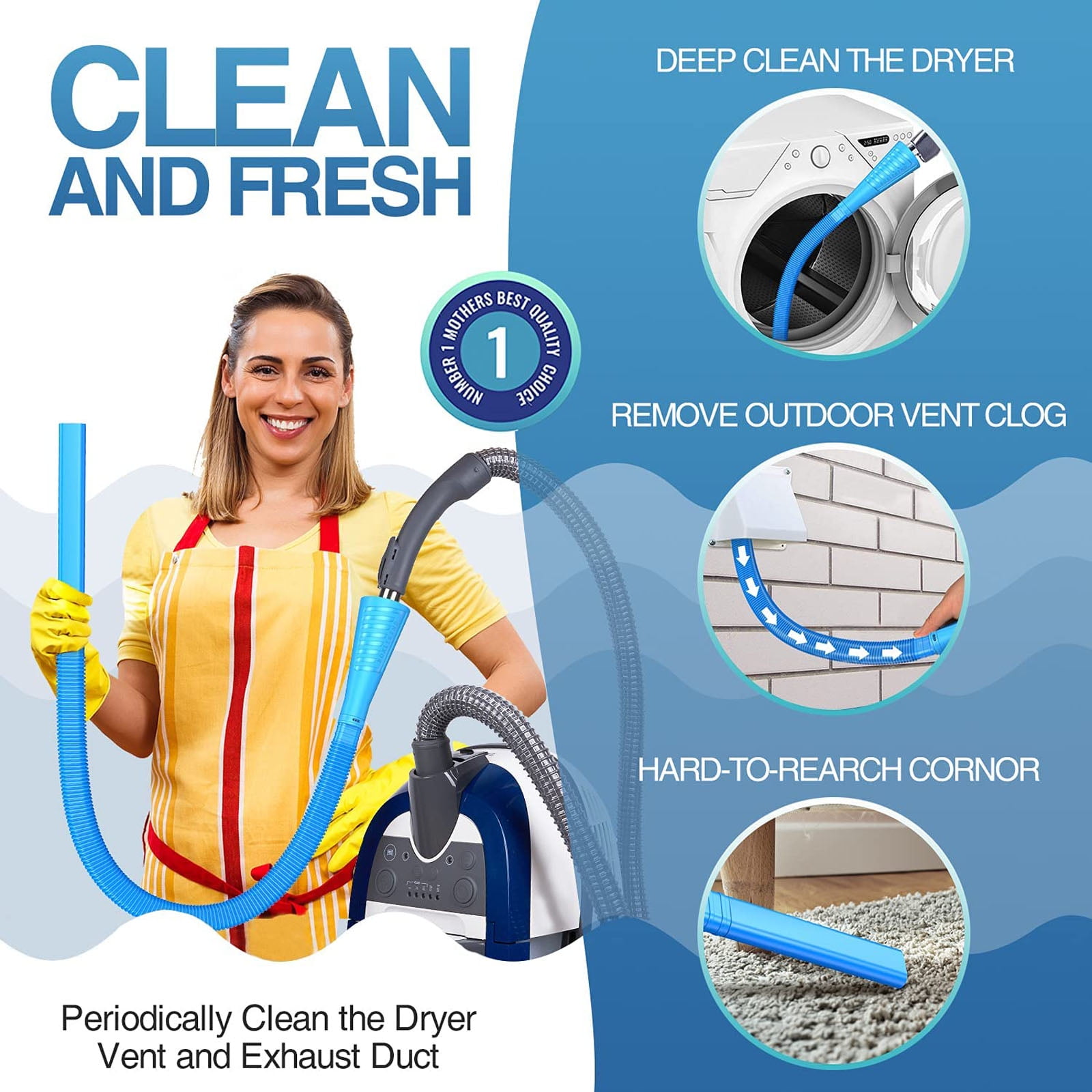 Dryer Vent Cleaner Kit with Vacuum Hose Attachment