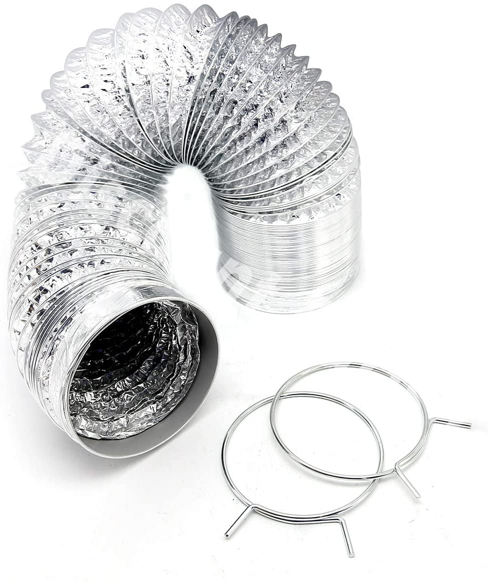 8-Foot Aluminum Dryer Duct with 2 Metal Rings