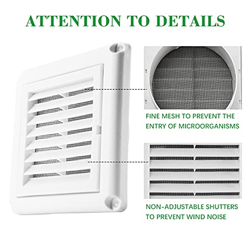 Funmit 4'' Louvered Vent Cover for Dryer Exhaust