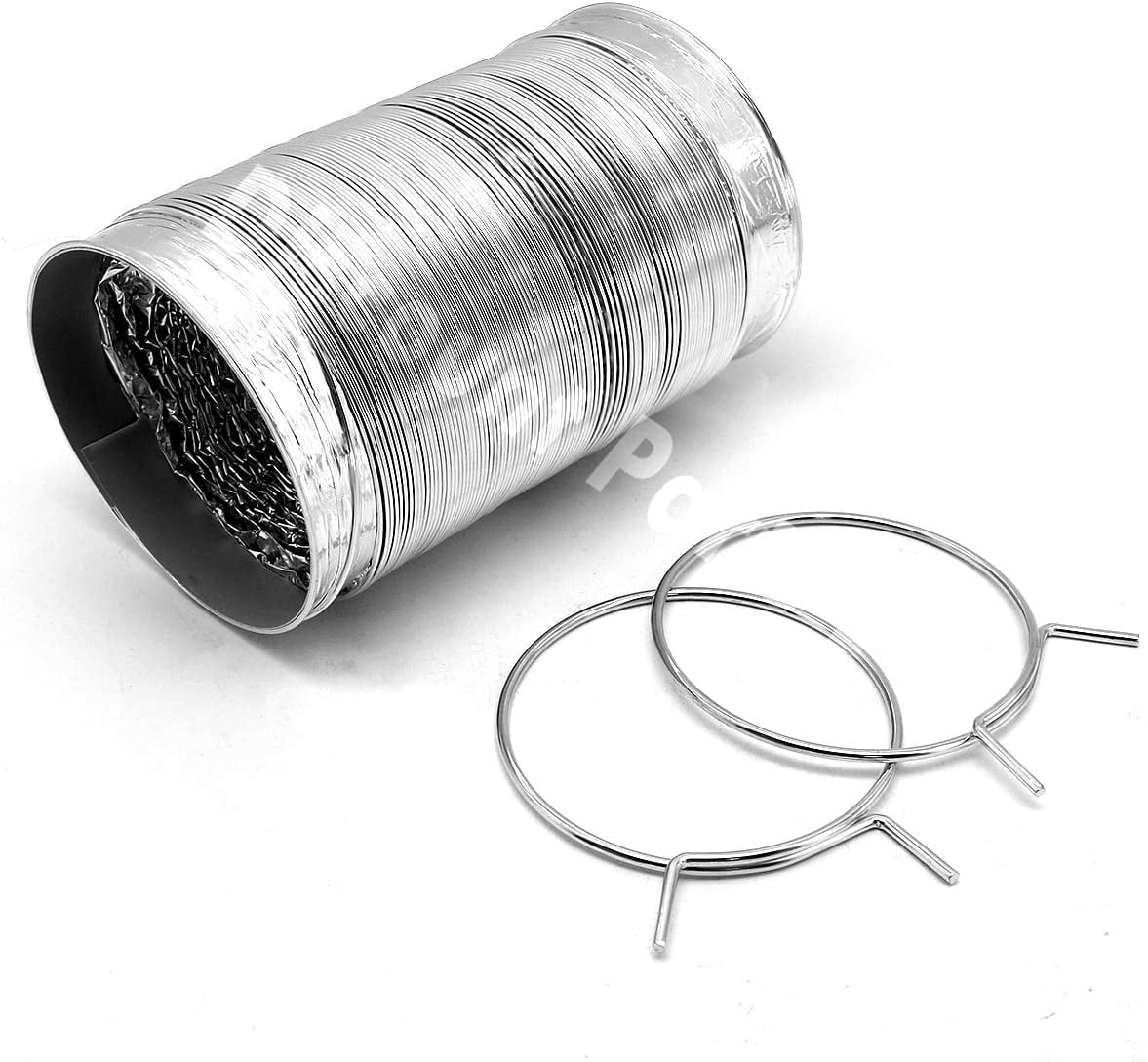 8-Foot Aluminum Dryer Duct with 2 Metal Rings