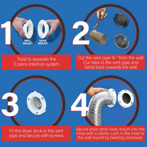 6" Dryer Vent Dock for 4" Tubes, White