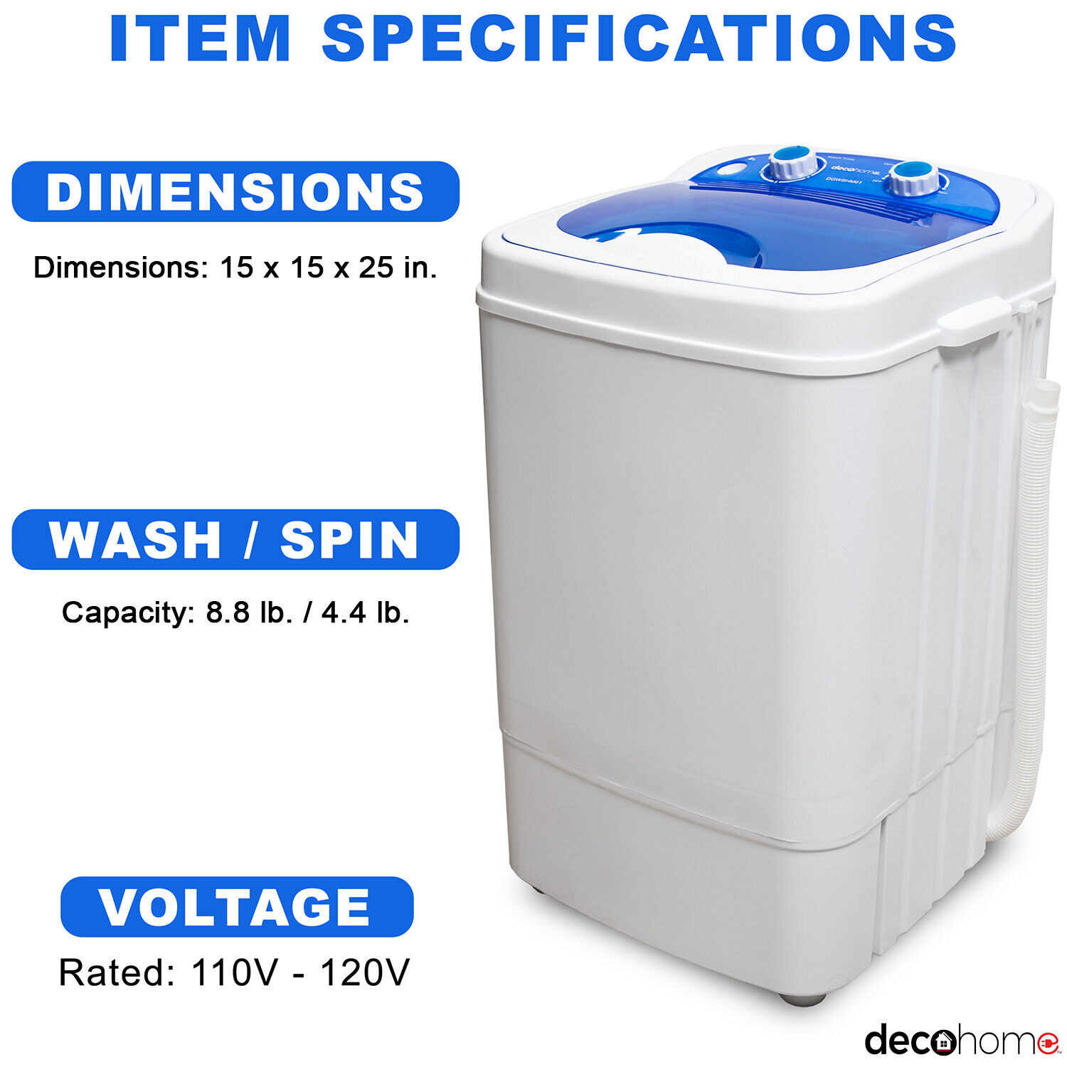 Deco Home Portable Washing Machine for Small Spaces