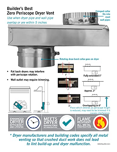 Adjustable Aluminum Dryer Vent Periscope 0-5