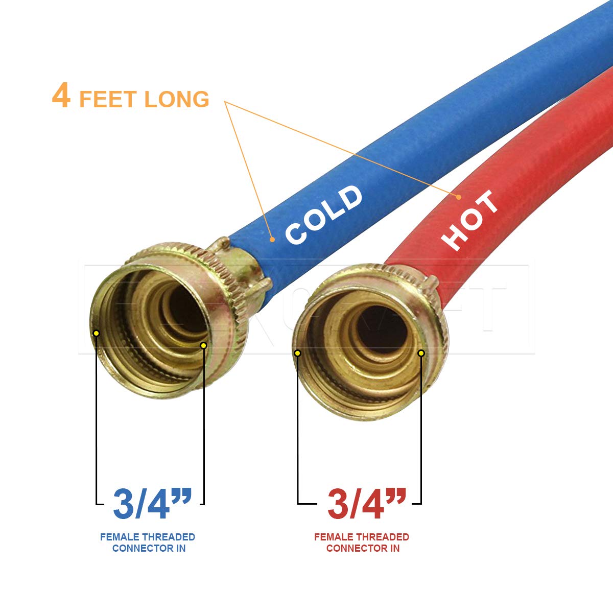 Durable 4ft Rubber Washing Machine Hose Connector