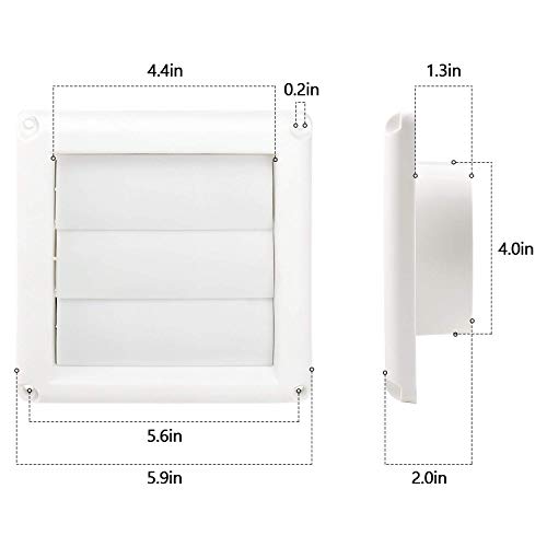 Funmit 10.2 cm White Wall Vent Grille