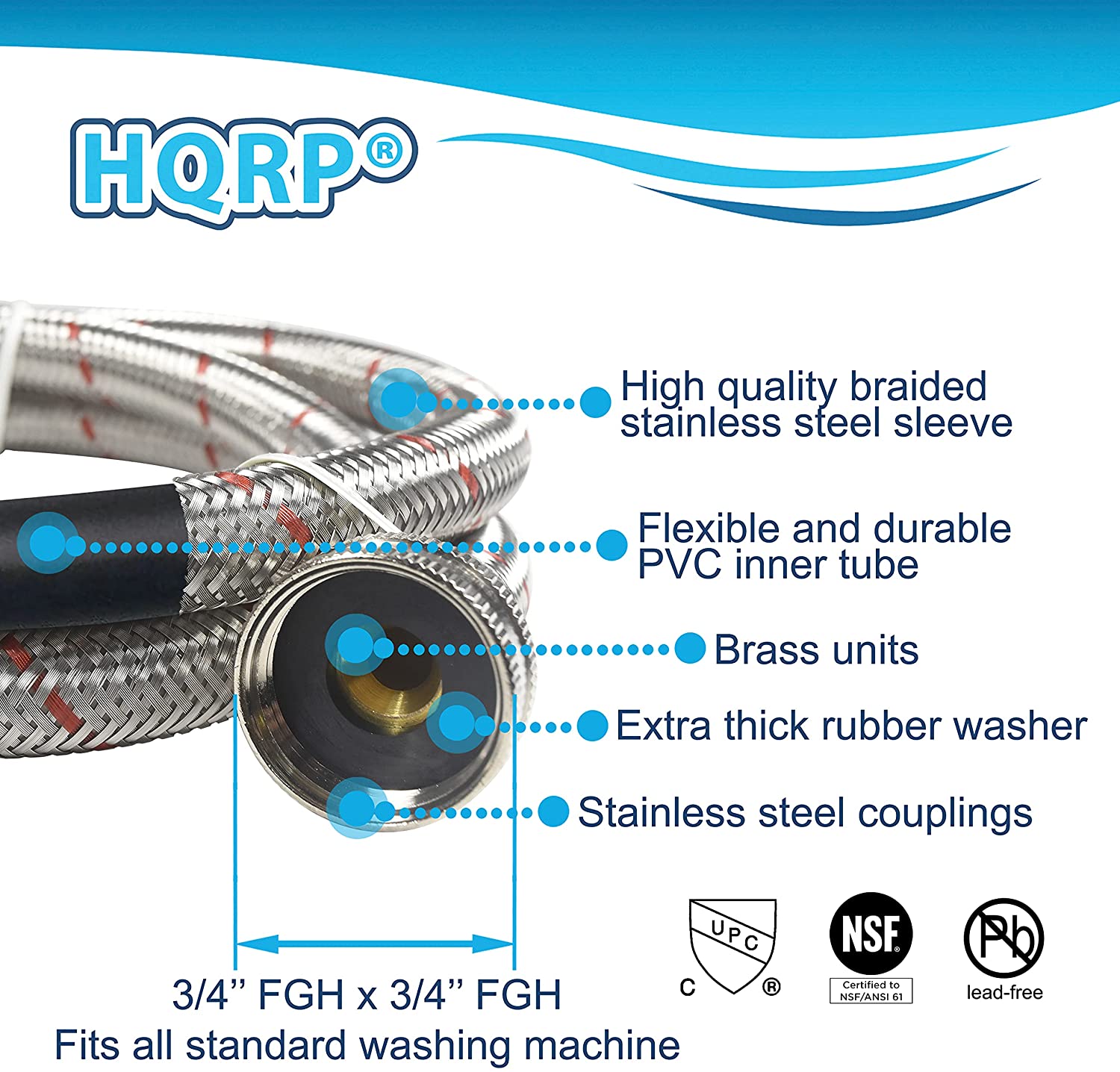 Premium 4-ft Burst Proof Washing Machine Hoses