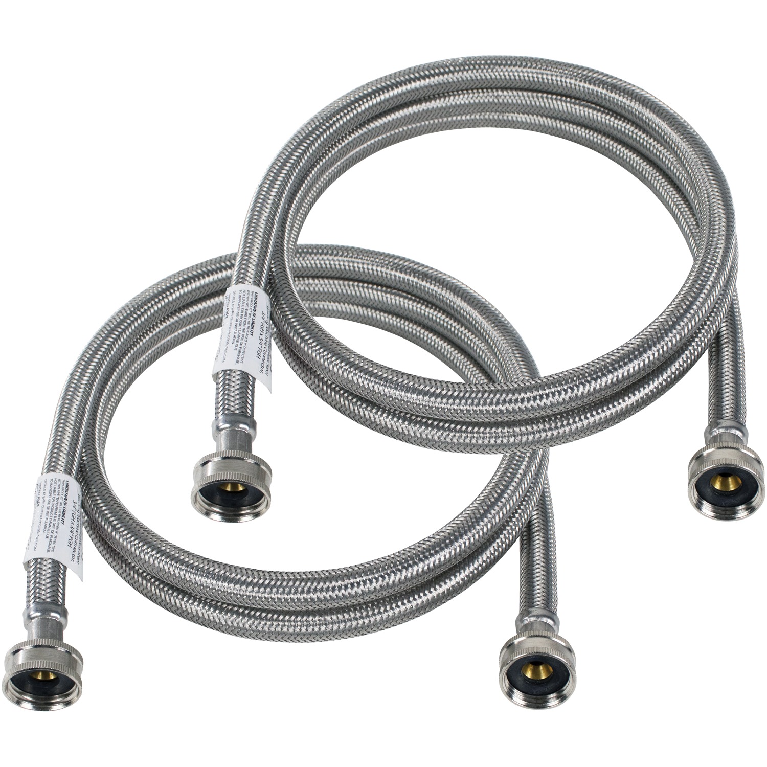 Stainless Steel 4ft Washing Machine Hoses - 2 Pack