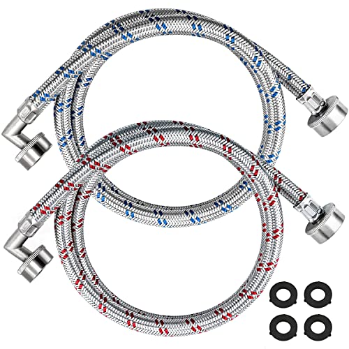 Beaquicy Stainless Steel Washer Hoses - 4 Ft