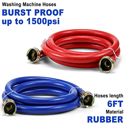 2 Pack 6FT Rubber Washing Machine Hoses