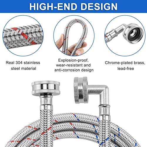 Stainless Steel Washing Machine Hoses 6FT - 2 Pack
