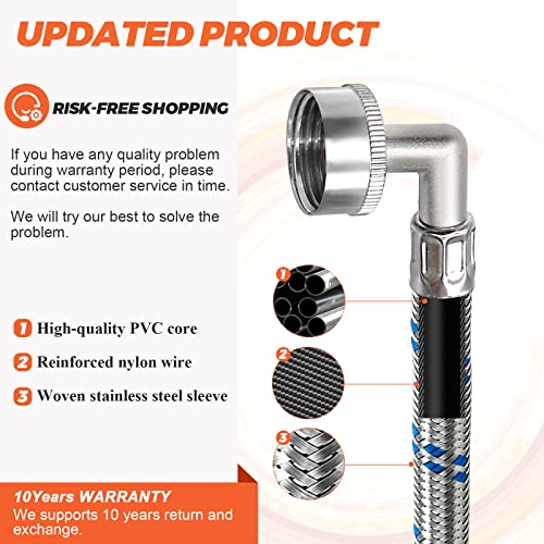 Beaquicy Stainless Steel Washer Hoses - 4 Ft