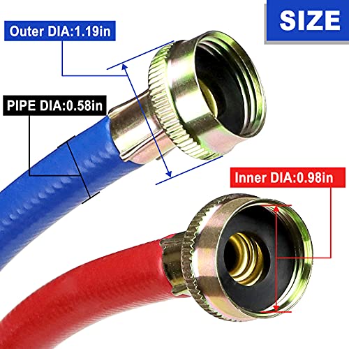 2 Pack 6FT Rubber Washing Machine Hoses
