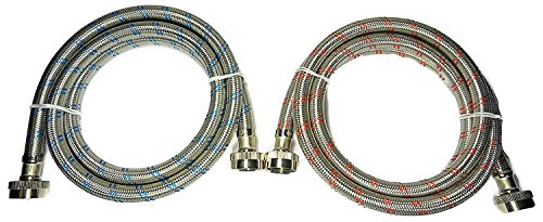 Burst Proof Stainless Steel Washing Machine Hoses - 2 Pack
