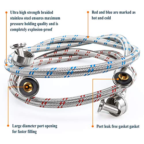 Beaquicy 6 Ft Stainless Steel Hoses with Elbows