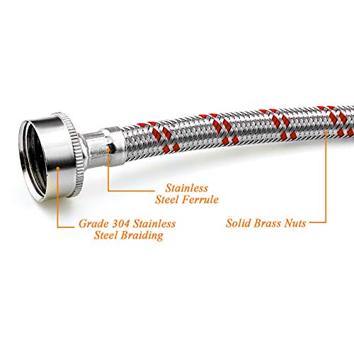Beaquicy 6 Ft Stainless Steel Hoses with Elbows