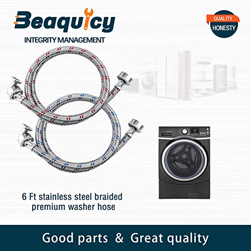 Beaquicy 6 Ft Stainless Steel Hoses with Elbows