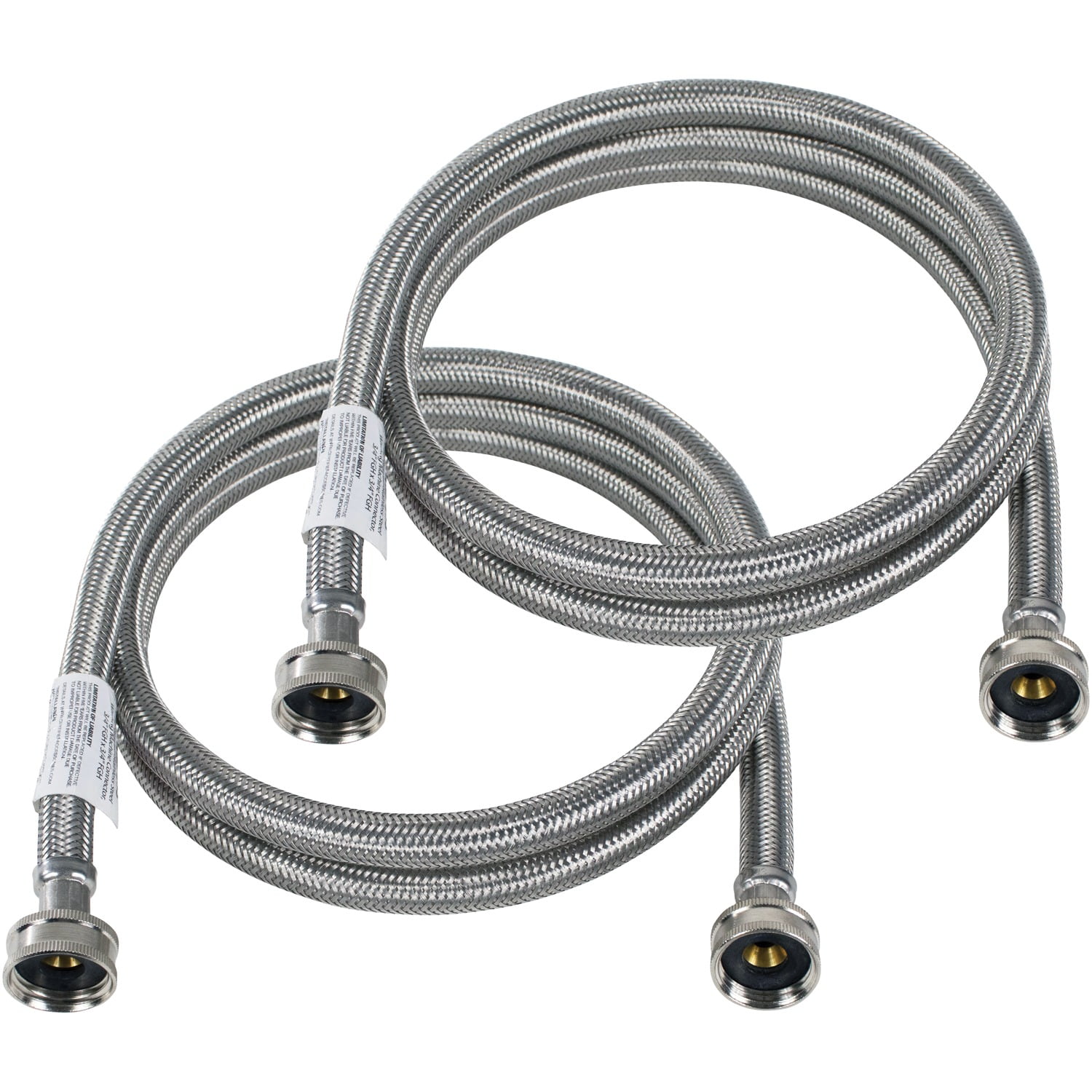 Braided Stainless Steel Washing Machine Hoses - 2 Pack