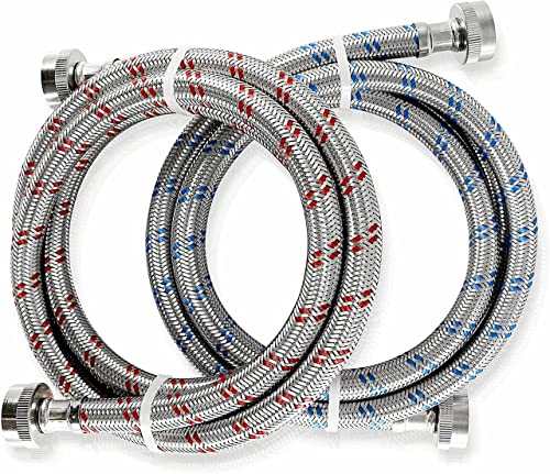 Stainless Steel Washing Machine Hoses - 6ft Pair