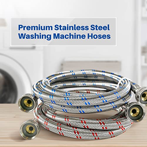 Stainless Steel Washing Machine Hoses - 6ft Pair
