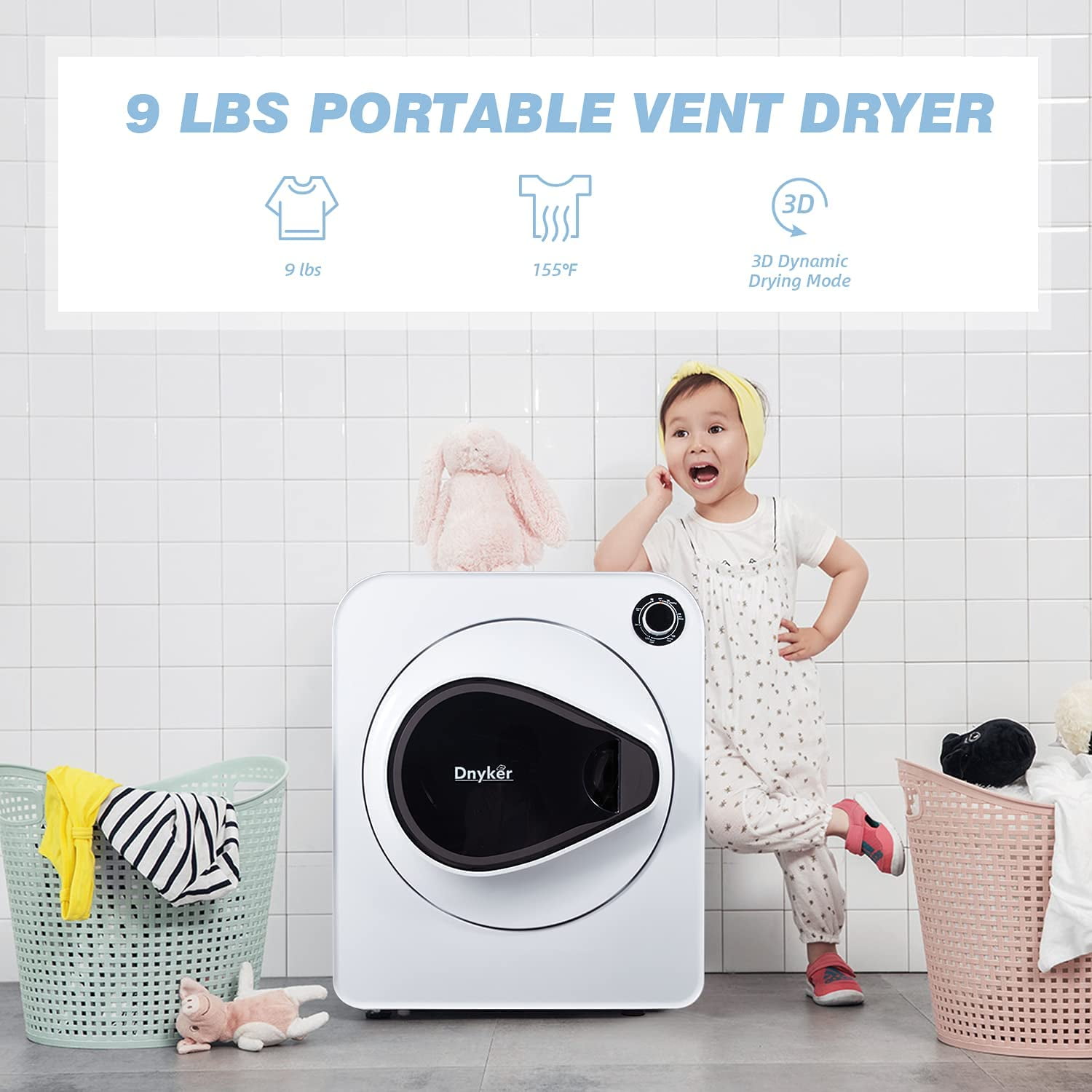 Erommy Compact Electric Laundry Dryer - 9 lbs