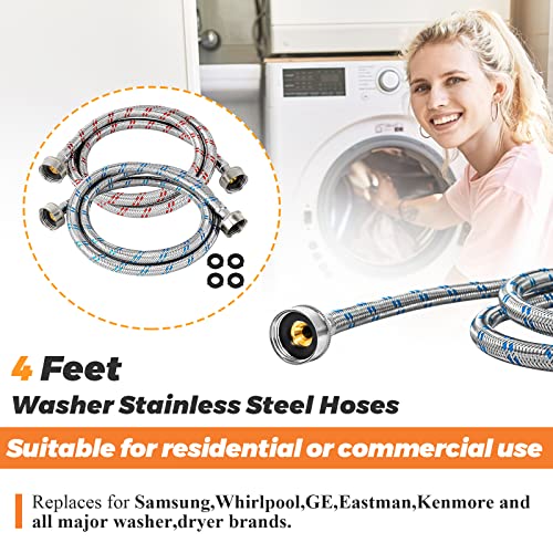 Beaquicy 4 Ft Burst Proof Washer Hoses (2 Pack)
