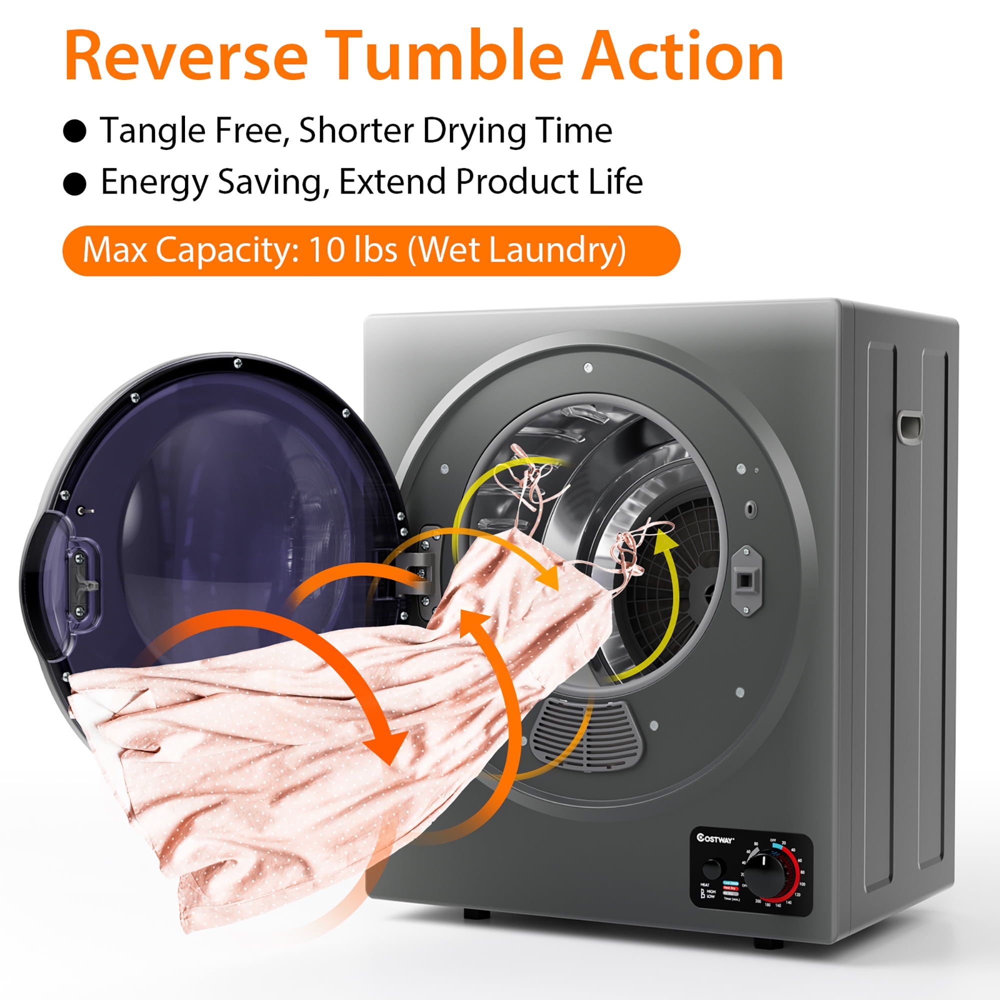 Compact Wall-Mounted Electric Tumble Dryer, 1.5 cu ft
