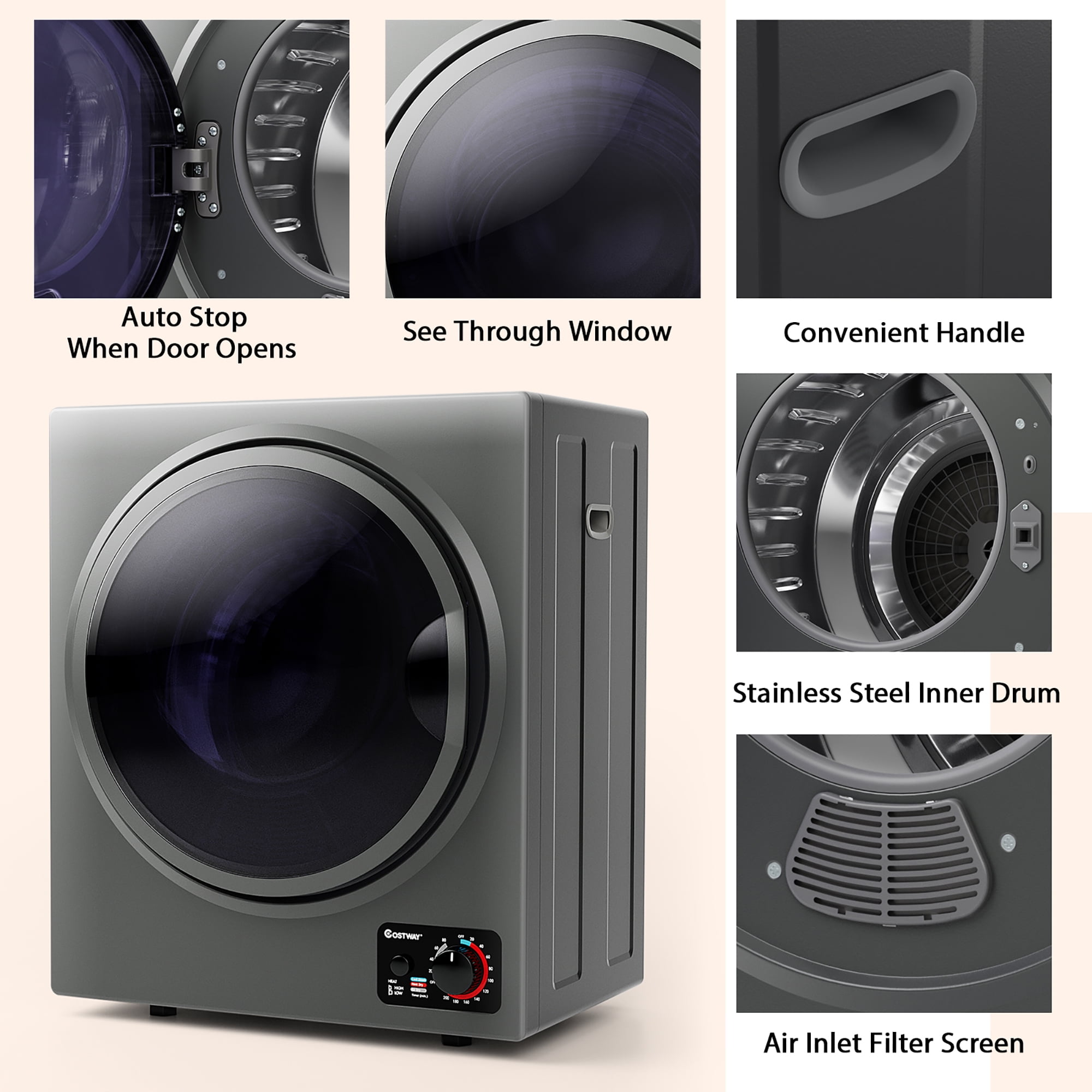 Compact Wall-Mounted Electric Tumble Dryer, 1.5 cu ft