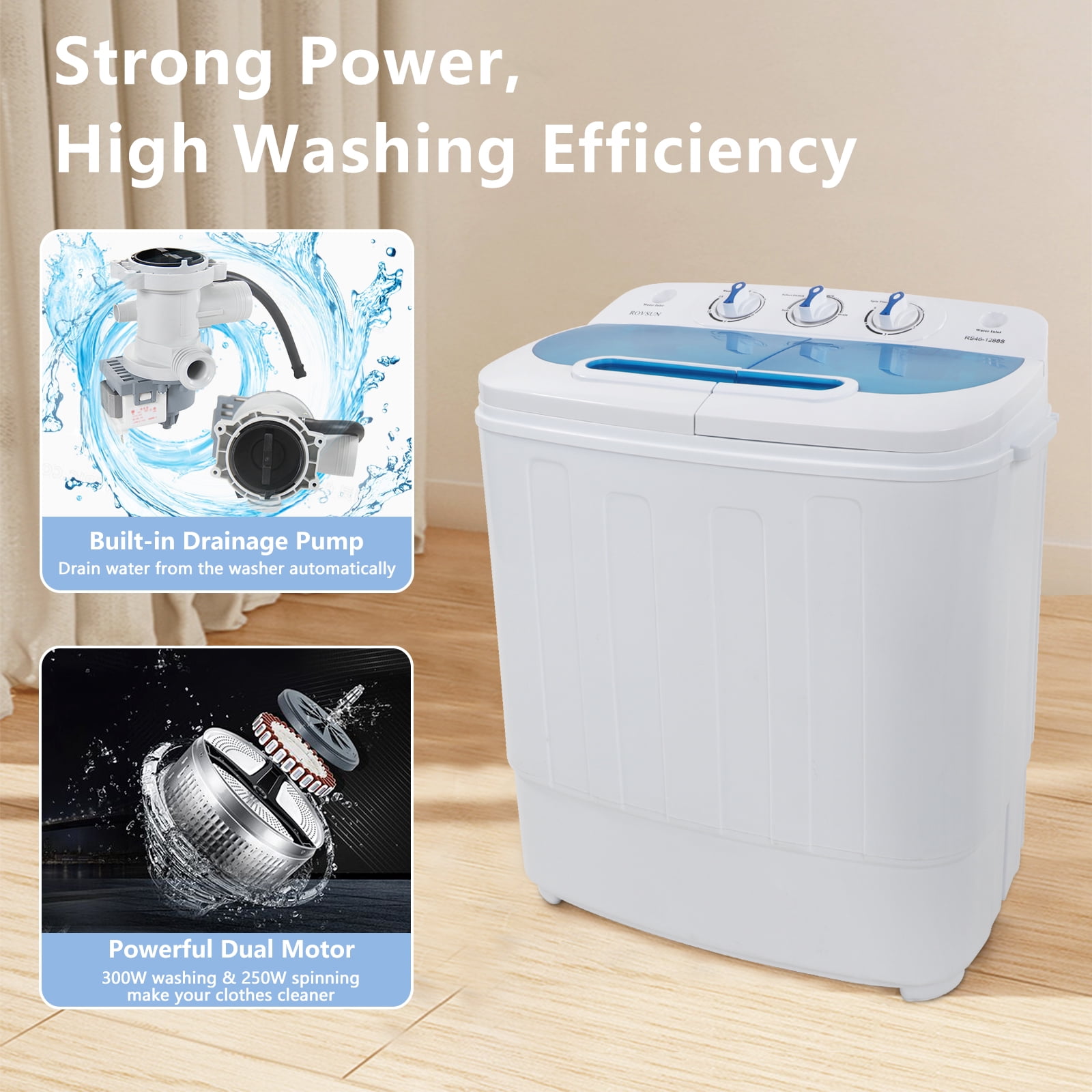 ROVSUN 15LBS Portable Washer Dryer Combo - Blue