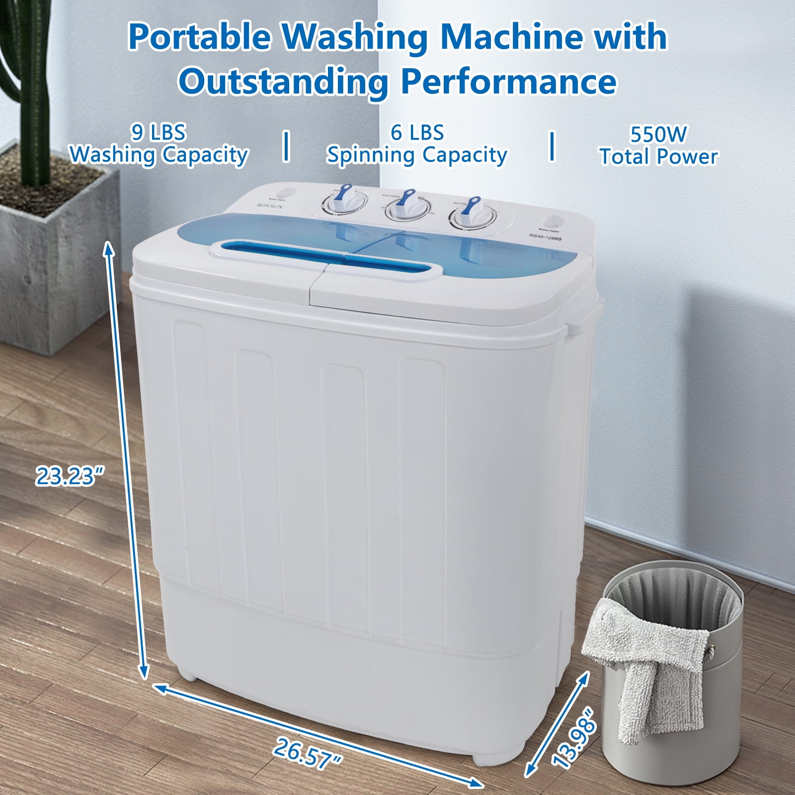 ROVSUN 15LBS Portable Washer Dryer Combo - Blue