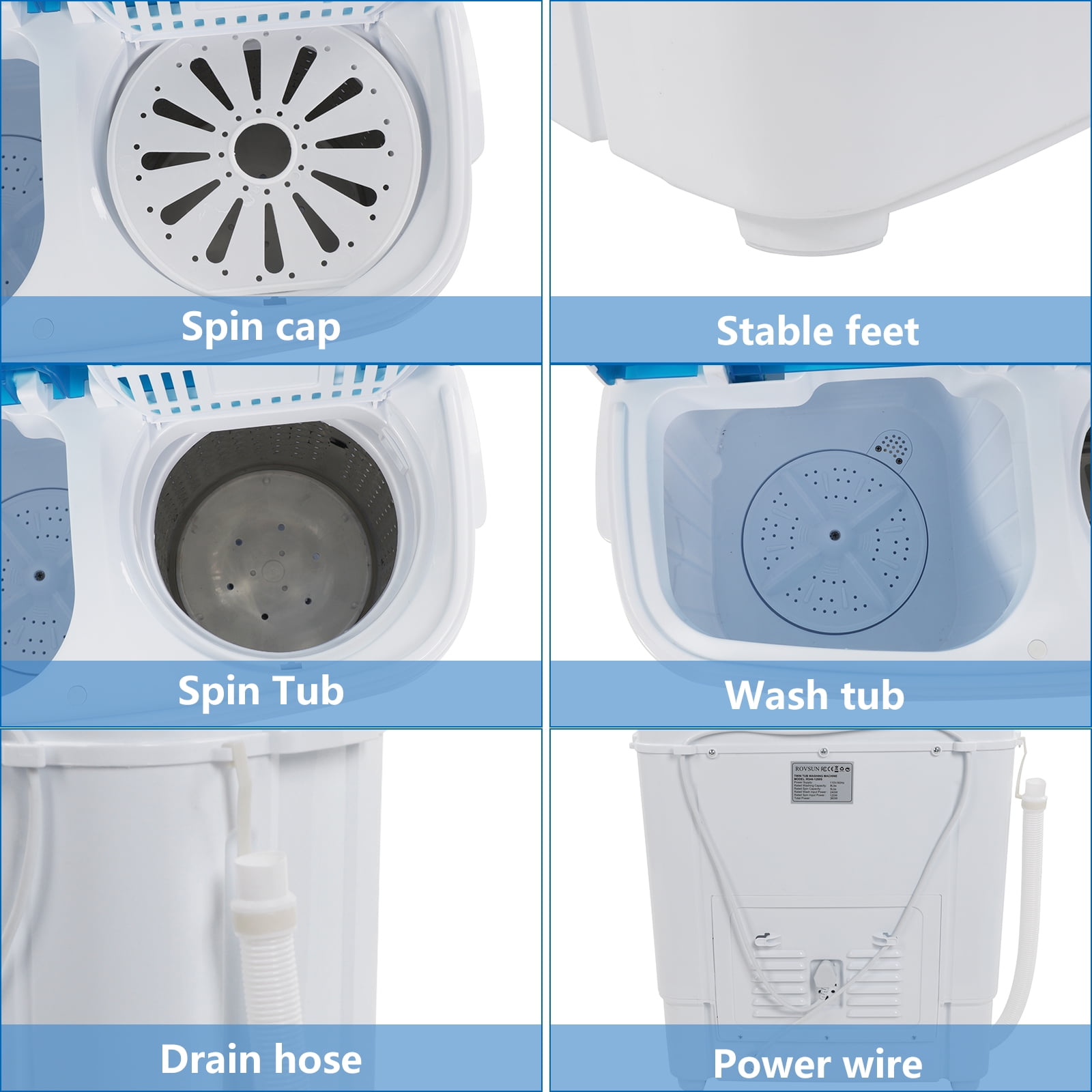 ROVSUN 15LBS Portable Washer Dryer Combo - Blue