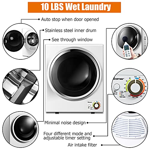 COSTWAY Portable Electric Clothes Dryer, Stainless Steel