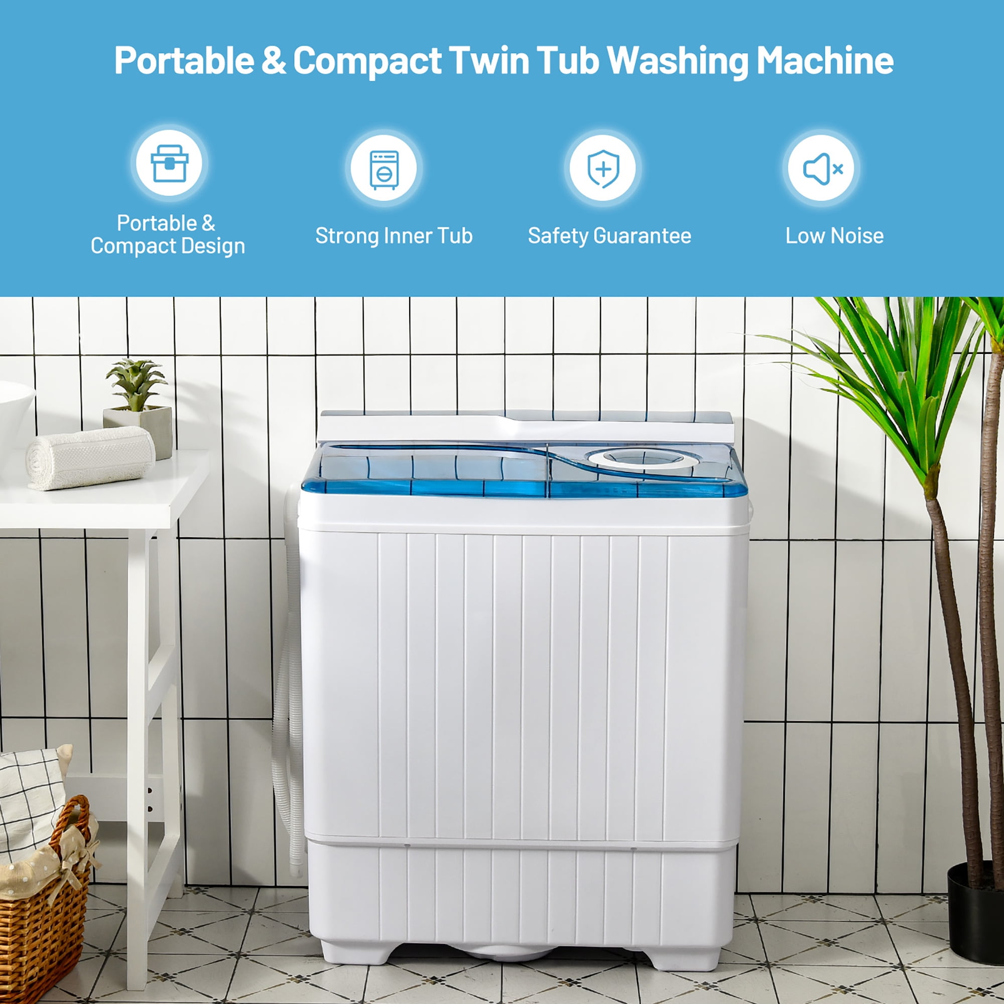 Costway 26lbs Portable Semi-Automatic Washing Machine