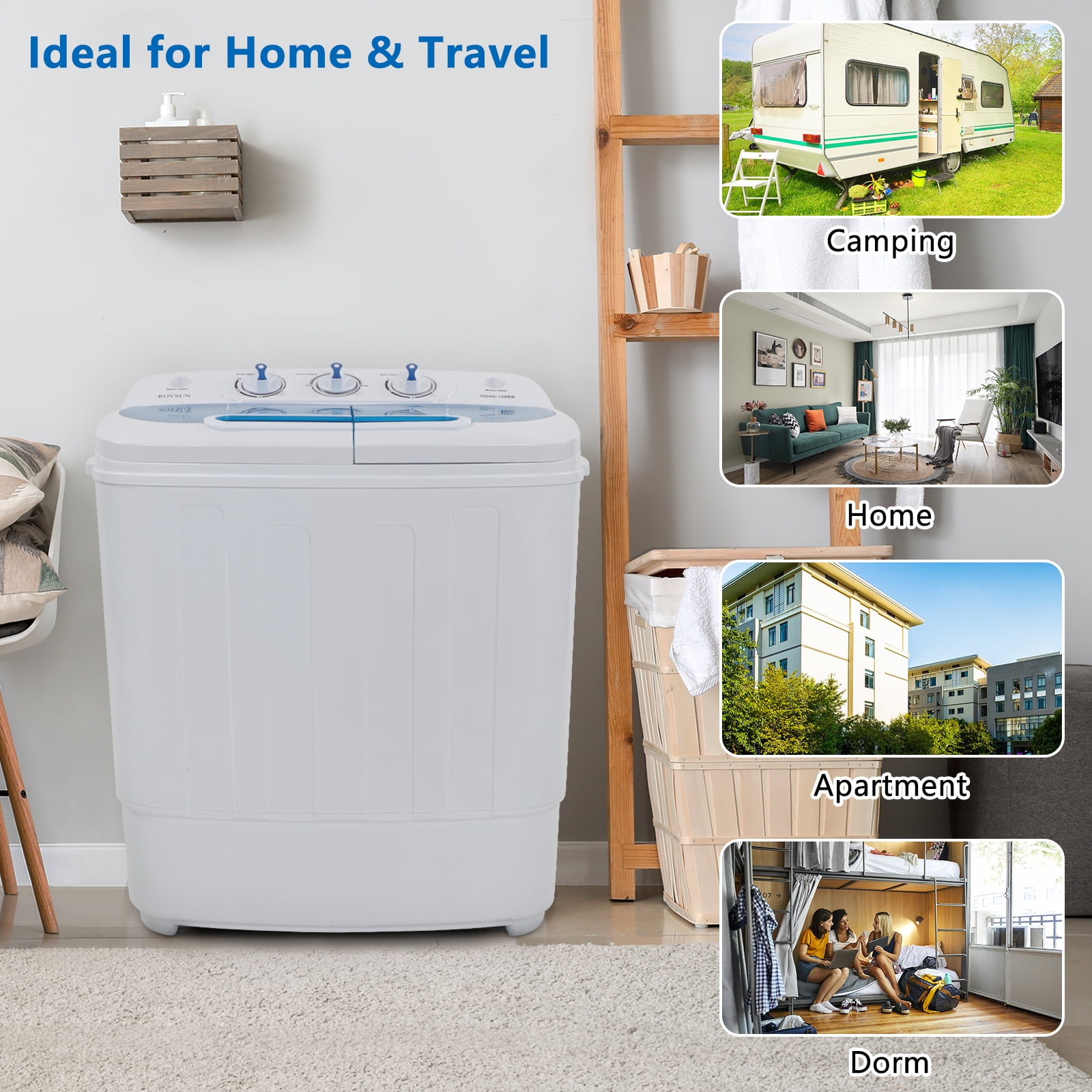 ROVSUN 15LBS Portable Washer Dryer Combo - Blue