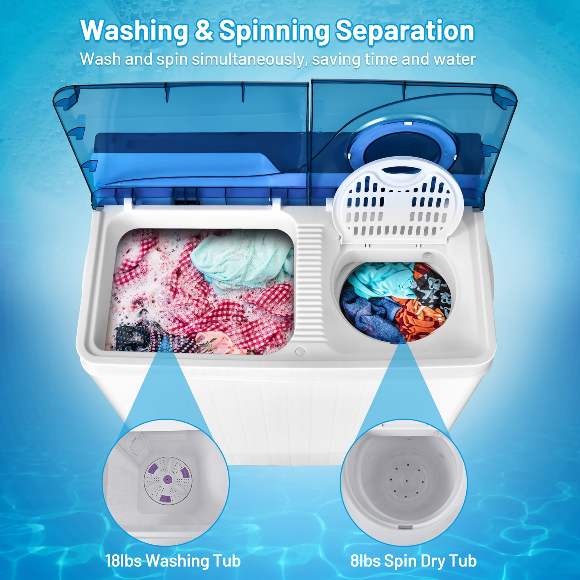 Costway 26lbs Portable Semi-Automatic Washing Machine