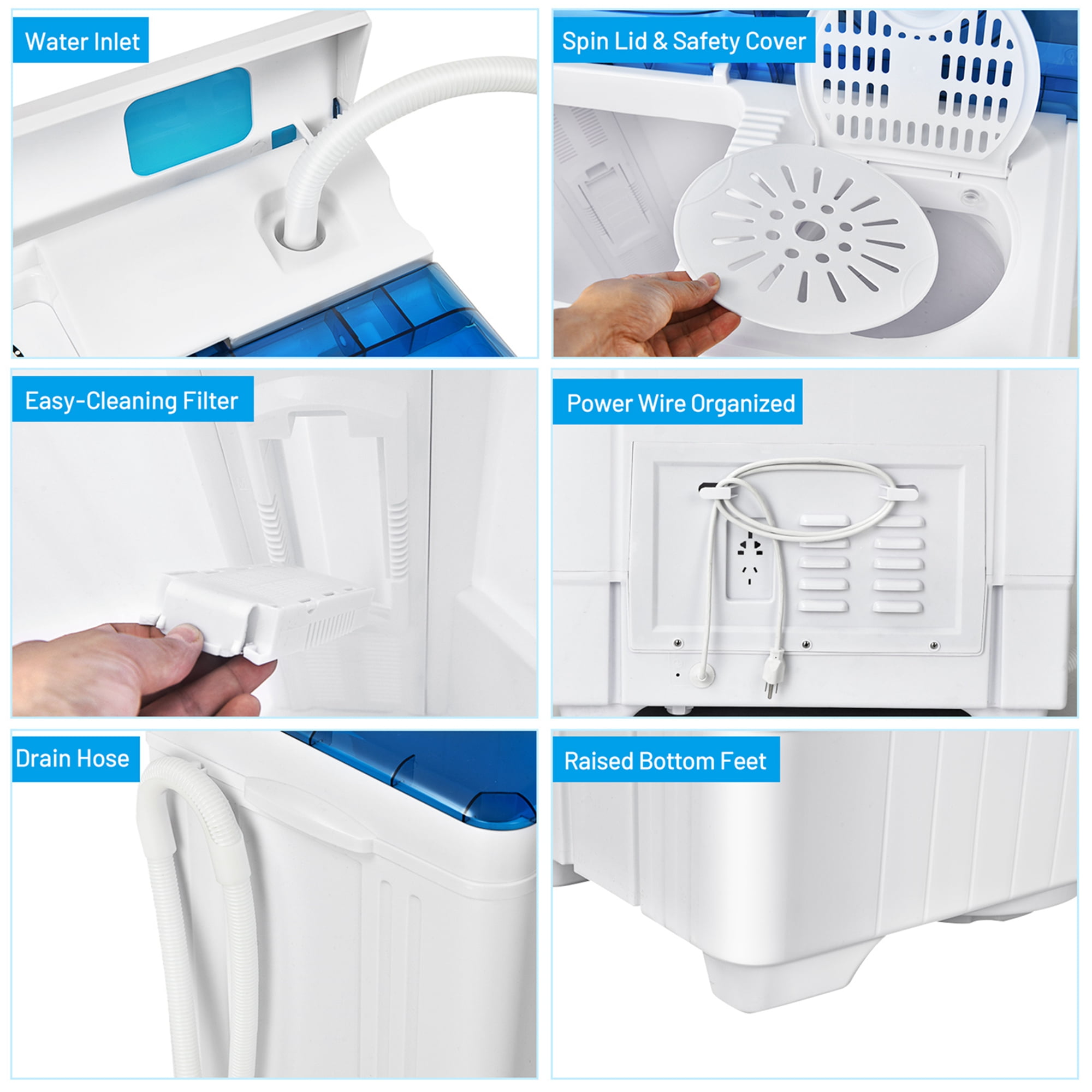 Costway 26lbs Portable Semi-Automatic Washing Machine