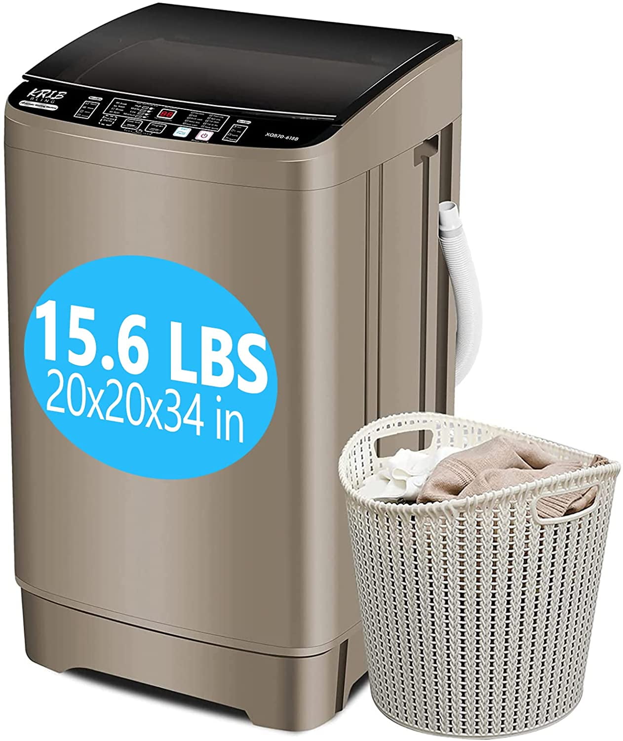KRIB BLING Portable 15.6lbs Full-Automatic Washer