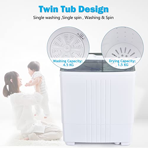 TANGZON Compact Twin Tub Washer and Spin Dryer