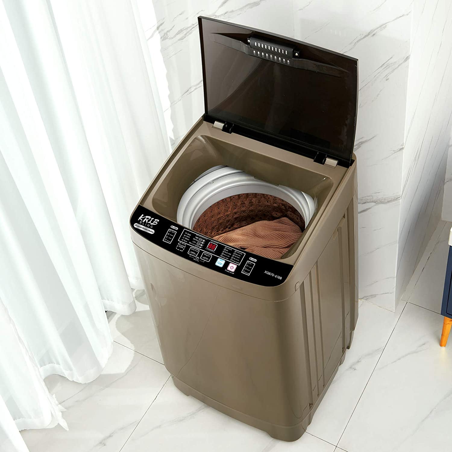KRIB BLING Portable 15.6lbs Full-Automatic Washer