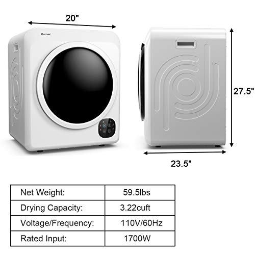 COSTWAY 1700W Compact Electric Tumble Dryer