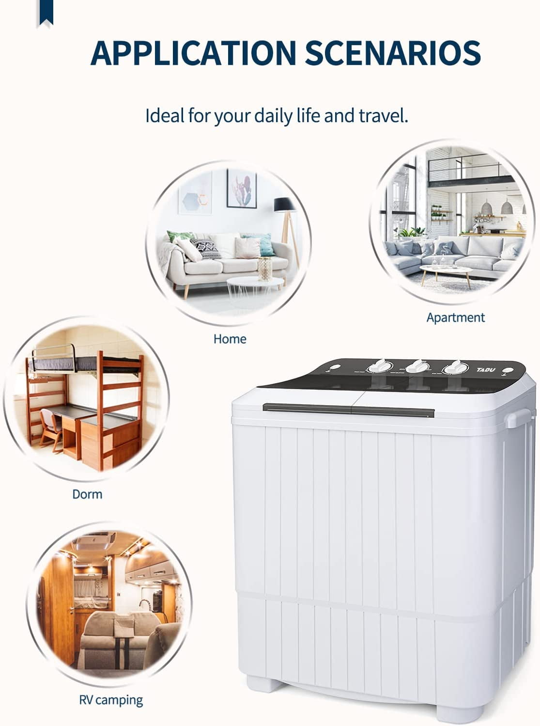 TABU Mini Portable Washing Machine for Apartments