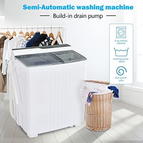 TANGZON Compact Twin Tub Washer and Spin Dryer
