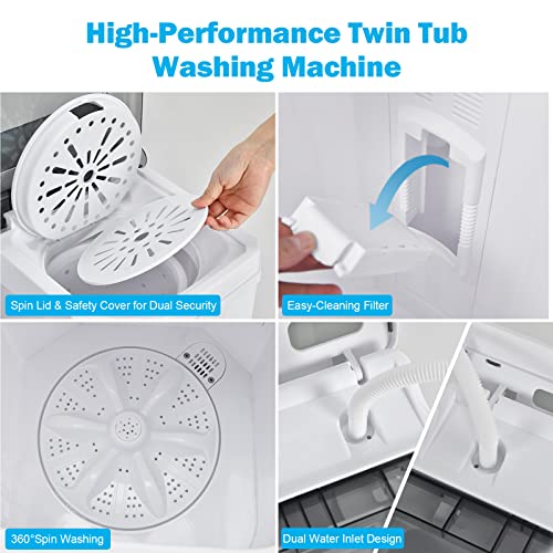 TANGZON Compact Twin Tub Washer and Spin Dryer