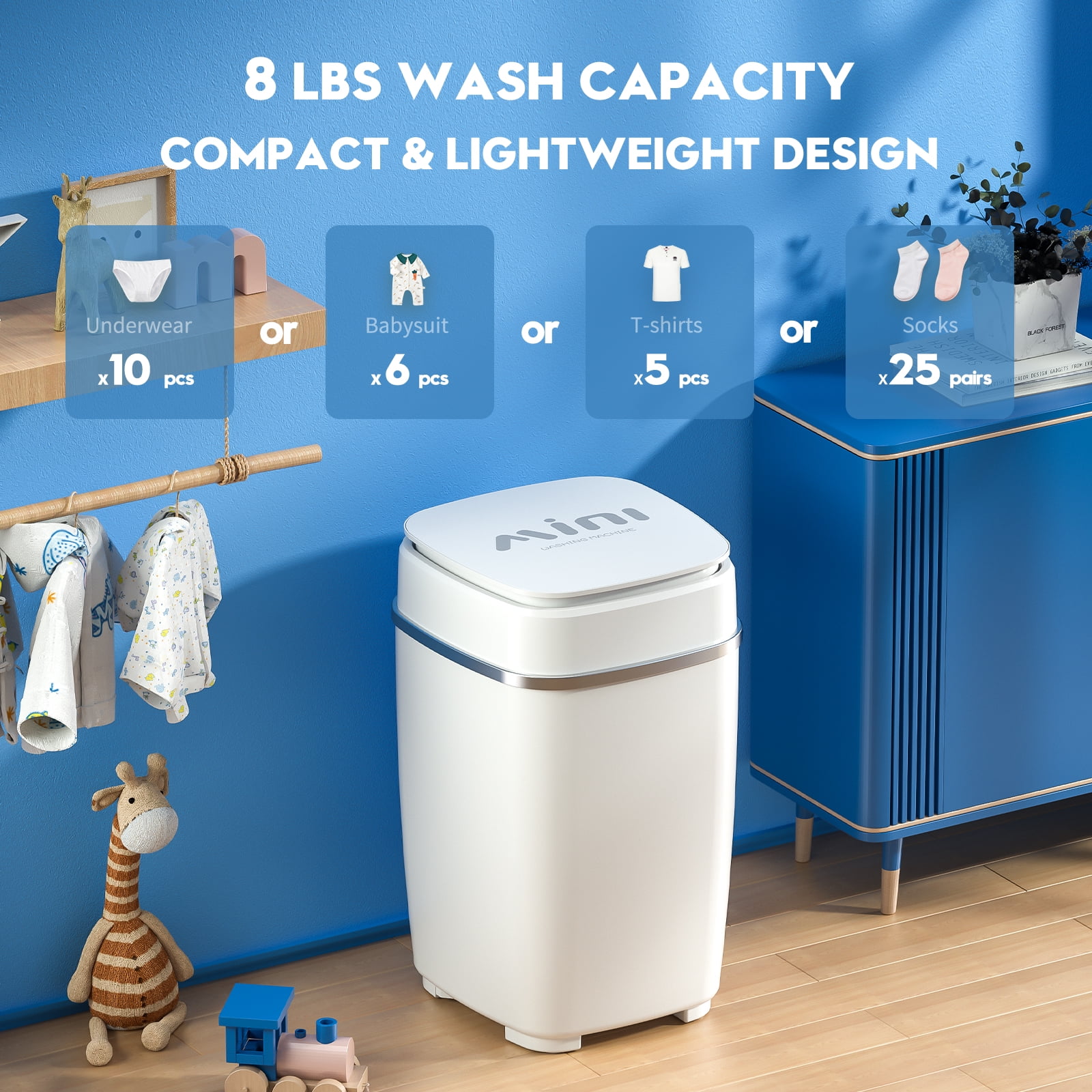 Auertech Mini Portable 8lbs Semi-Automatic Washer