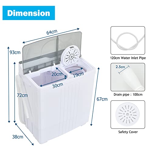 TANGZON Compact Twin Tub Washer and Spin Dryer
