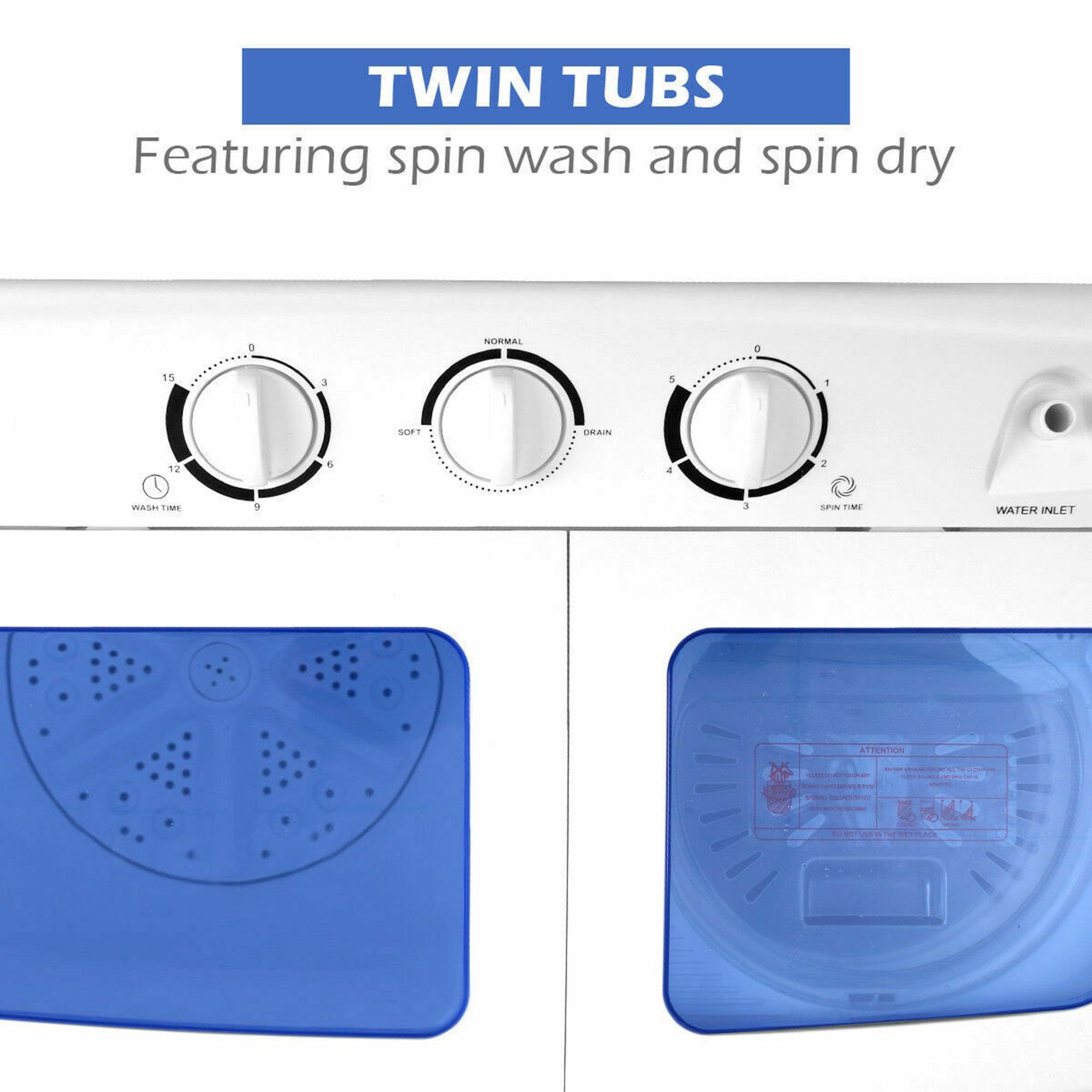 Gymax Compact Twin Tub Washing Machine 20 lbs