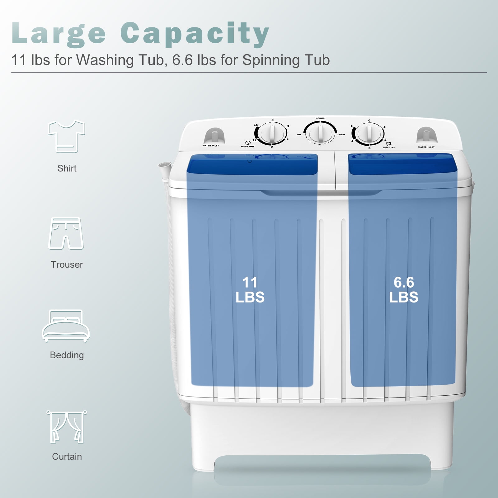Costway Portable Mini Twin Tub Washing Machine