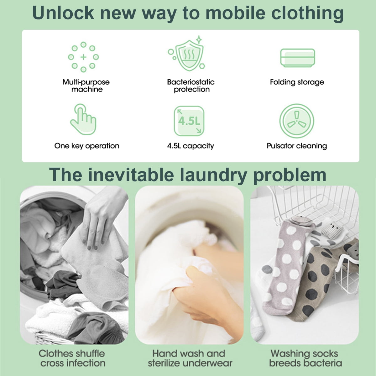 Compact Portable Washing Machine for Travel & Apartments